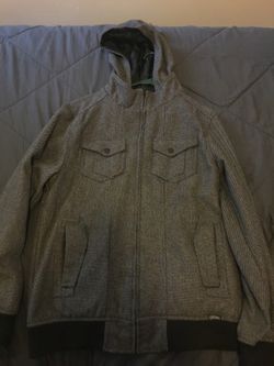 Grey Zip Up Jacket with Hoodie Sz Medium