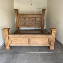 California King Bed Frame - Solid Wood Antique