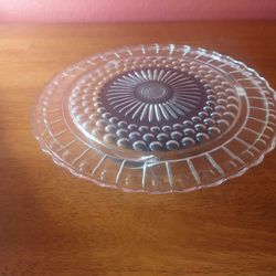 Vintage Federal Glass Footed Sunburst Cake Plate  