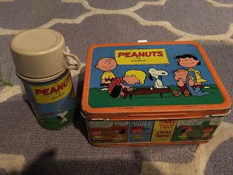 Peanuts by Schulz 1959 vintage metal lunchbox and thermos