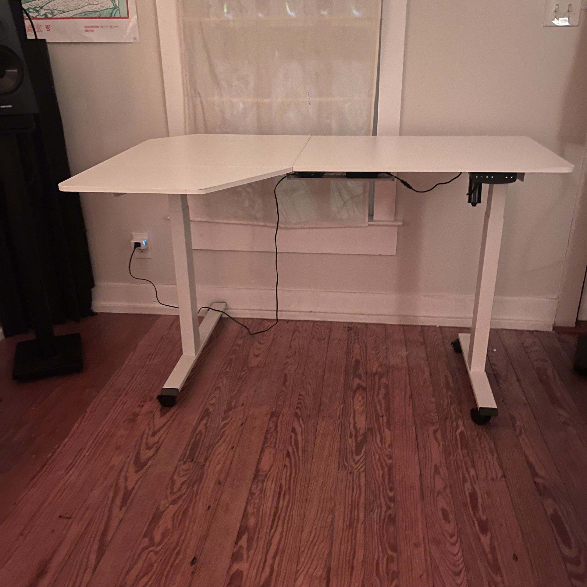 Sit/Stand White Desk - Raises With Push Of Button 