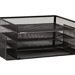 Stay Organized-Black Metal Wire Mesh Desk Organizer Letter Tray