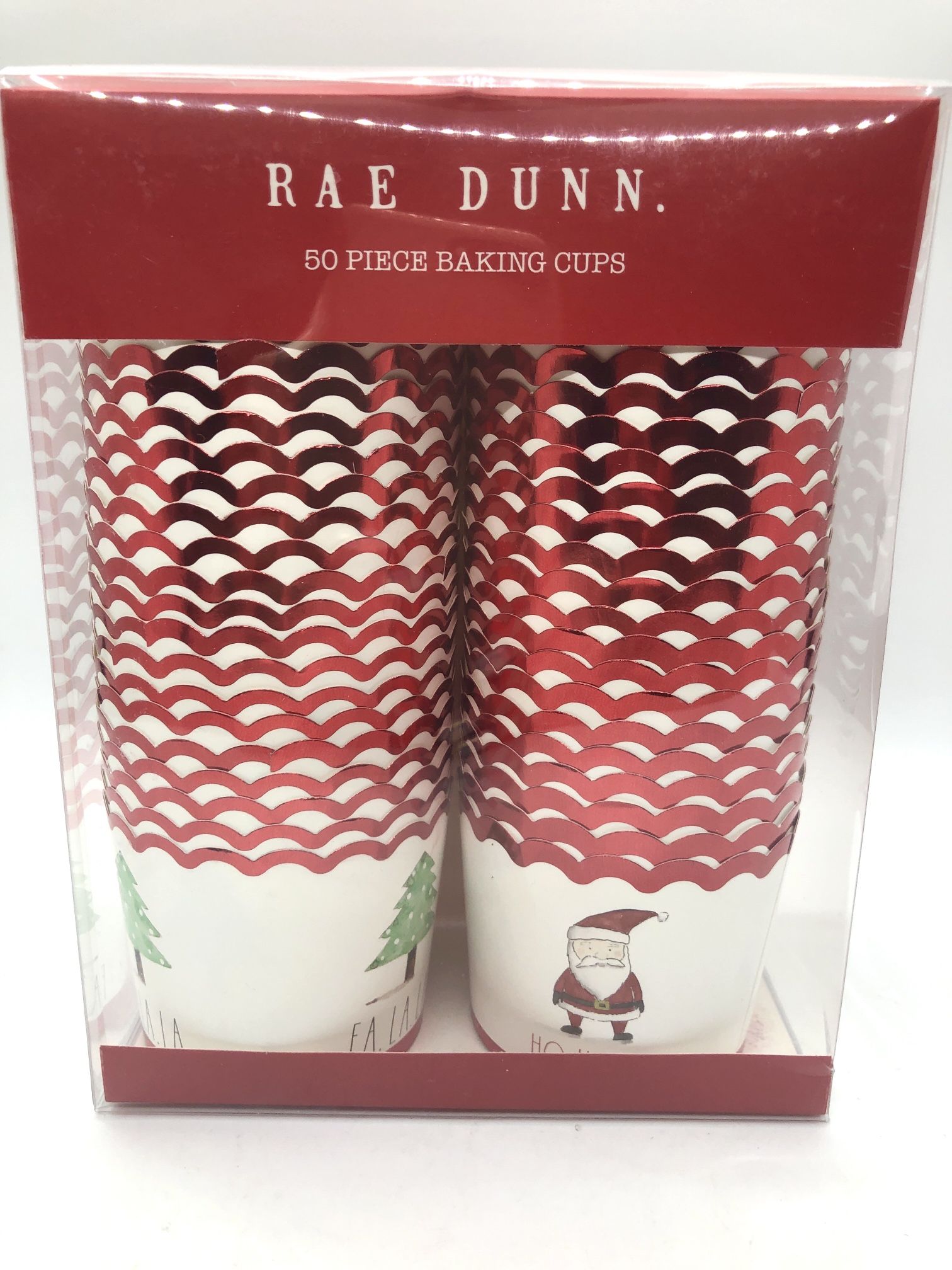 Rae Dunn 50 piece Baking Cups Red Santa Tree New
