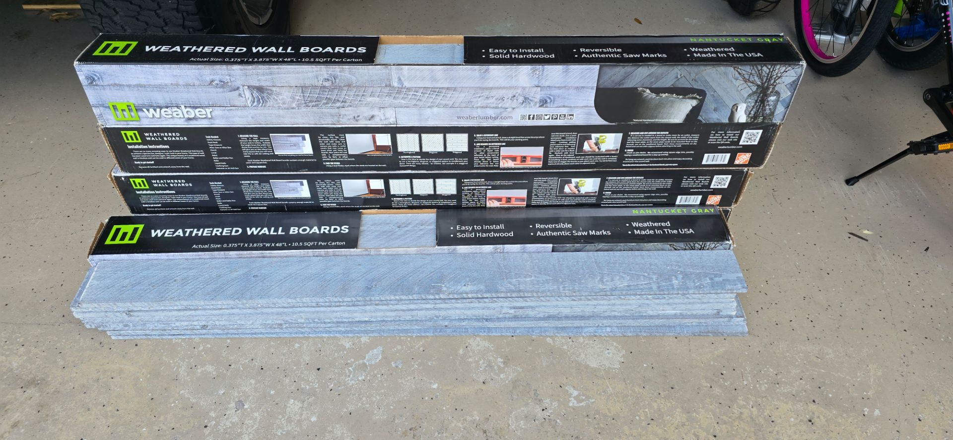 Weaber Nantucket Gray 4ft x 4in x 1/2 in Barn Boards (8 pieces per box 6 boxes)
