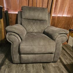 Grey Couch Recliner Rarely Used 