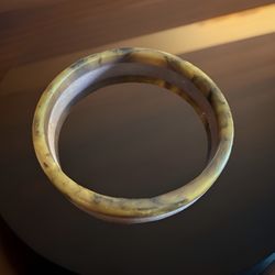 Unusual 40s Brown Bakelite with Wood Grain Bangle Bracelet Tested