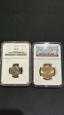 NGC Graded Coin Lot – 1952 Nickel & 2007 Error Dollar
