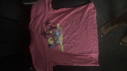 Pink Graphic T-Shirt with Tropical Print