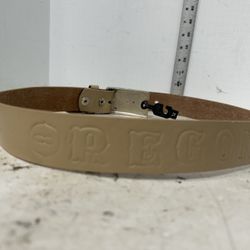 Vintage Western Light Brown Leather Tooled Belt Name Oregon Made Itali 40 Inc#T8
