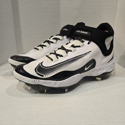 Nike Alpha Huarache Elite 4 Mid White Baseball Cleats 