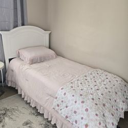 White Twin Bed w/matress 