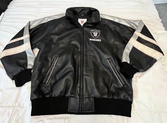 Vintage NFL Raiders Faux Leather Letterman Jacket 