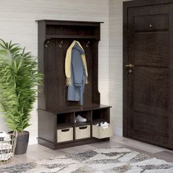 Twin Star Home Midnight Cherry Hall Tree "WITHOUT" Baskets, Fully Assembled