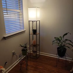 Modern Column Floor Lamp w/ Shelves, LED 9W, 3 Color Temps, USB+Type-C, Power Socket New