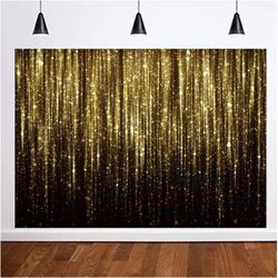 Black Gold for Adult Kids Birthday Party Photo Backdrop Decorations Banner Strea