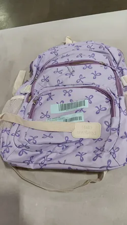 Hello Weekend Lavender Bow Print Backpack