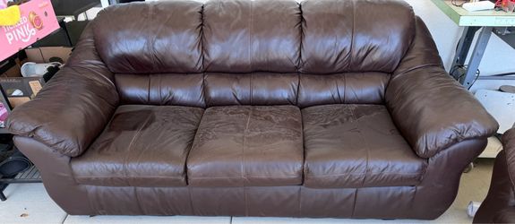 Brown Leather 2 Set Sofa