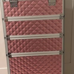 Pink Makeup Rolling Train Case
