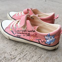 Cute Girl Pink Slip On Velcro Shoe Size 2