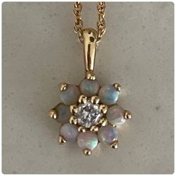 Sale … Vintage Opal And Diamond Pendant
