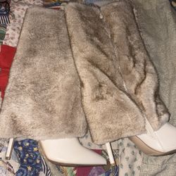 Autumn/Winter Cream/Beige Faux Fur Heel Boots