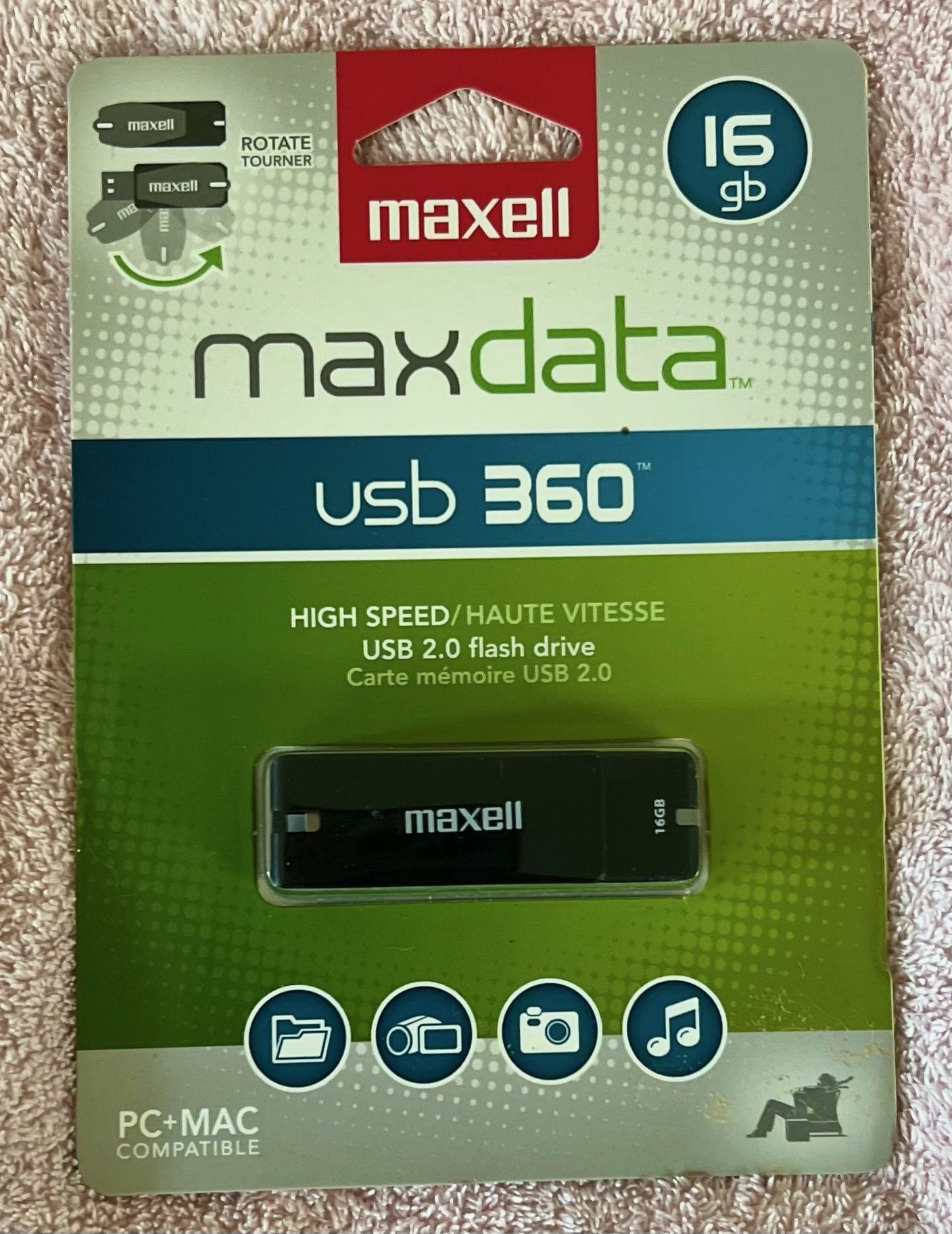 Maxell 16GB High Speed USB 2.0 Flash Drive USB 360 Series 503206 NEW