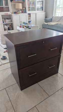 Dark wood filing cabinet