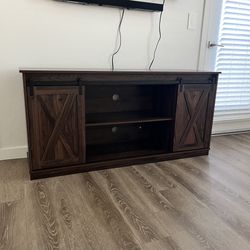 Rustic Farmhouse TV Stand with Sliding Barn Doors and Adjustable Shelves - New Fully Assembled 