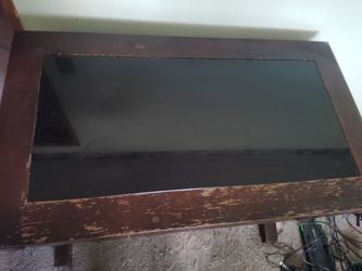 Computer table desk wood with glass top
