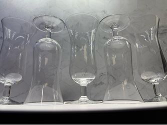 Set of (5) Mini Clear Dessert Glass / Hurricane Drinking Glass - 6"  tall. Excellent condition. Two sets of five available.