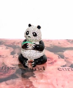 Bejeweled Crystal Panda Bear Jewelry Trinket Box🐼 Collectable