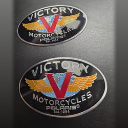 Victory Motorcycles Polaris Oval Emblems Badges Pair