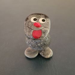 Rock Figurine, Vintage 1970s Hand Painted