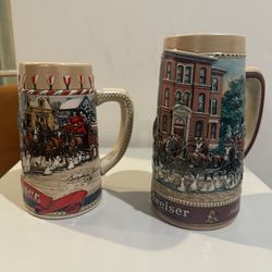 Two Budweiser 1980’s Beer Steins