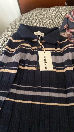 Heartloom Striped Knit Polo Sweater