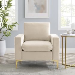 Velvet Accent Chair, Sofa Chairs, High-Back Club Armchair 