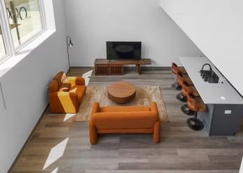 Orange Couch Set - Loveseat and Chair