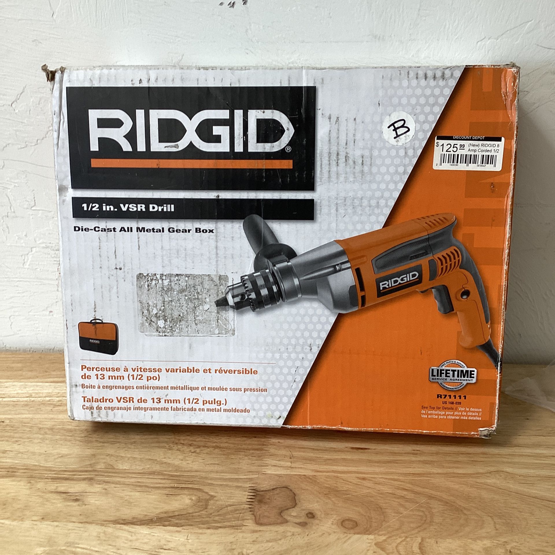 (New) RIDGID 8 Amp Corded 1/2 in. Heavy-Duty Variable Speed Reversible Drill
