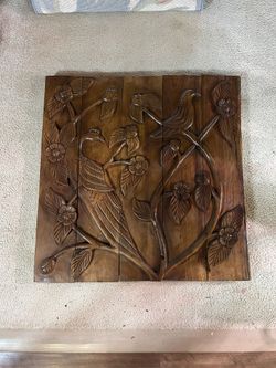 Hand Carved Wood Panel 