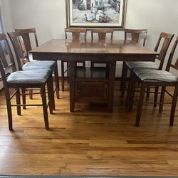 RAYMOUR & FLANNIGAN Pub Height Dining Table & 8 Chairs
