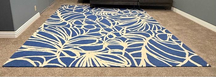 West Elm Collection Blue and Ivory-White 9 ft. x 12 ft. Area Rug