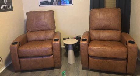 Set of 2 Leather Electric Recliners