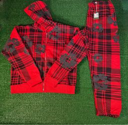 Denim Tears Plaid Cotton Wreath Set Red M/L – Brand New