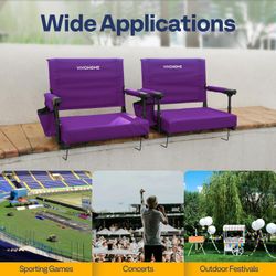 Pack of 2 VivoHome Stadium Padded Bleacher Seats with Back Support  Purple   