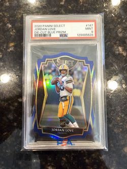 2020 Panini Select - Premier Level Jordan Love #147 Blue Prizm Die-Cut (RC) psa 9