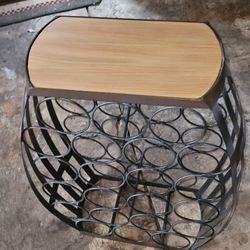 Metal Barrel Shaped 22 Bottle Table Wine Rack Storage

