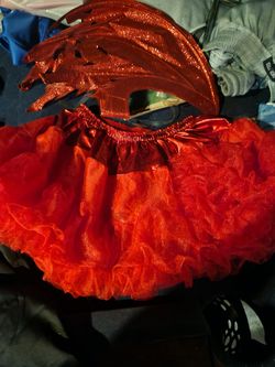 Red Tutu And Devil Wings Costume