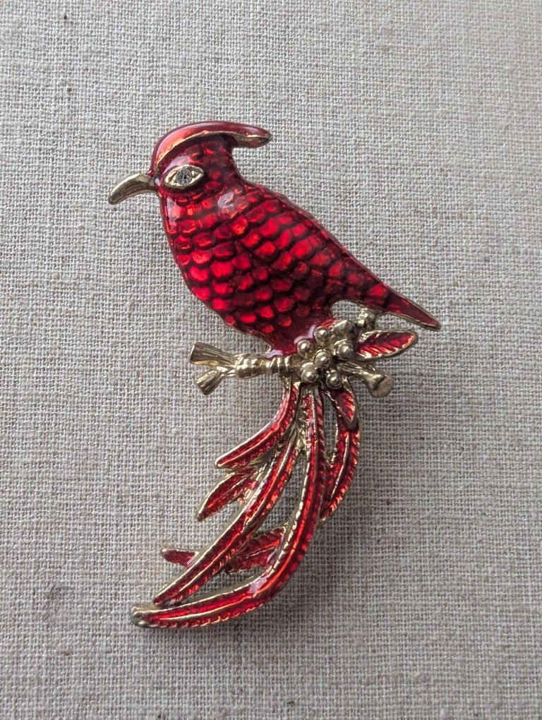 Red Cardinal Brooch