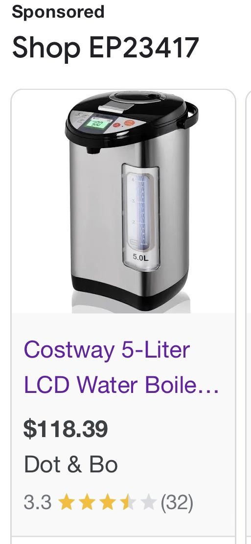 COSTWAY 5 LITER LCD WATER BOILER AND WARMER ELECTRIC HOT POT for Sale in  Pumpkin Center, CA - OfferUp