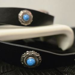 Black Turquoise Silver Accents Belt